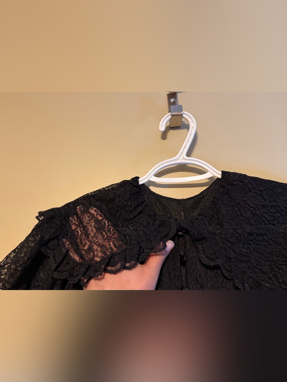 Vintage 70’s Ideal Lingerie Black All Over Lace Whimsigoth Cottagecore Cape - Picture 7 of 13